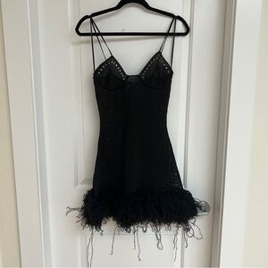 Supriya Lele x Mango Black Feather Trim Mini Dress